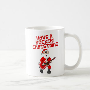 Santa Electric Guitar Christmas Guitarist Musician Coffee Mug