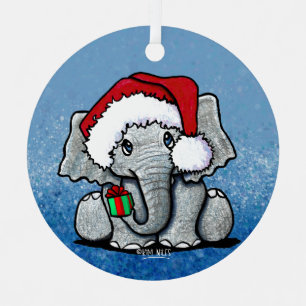 Santa Elephant Christmas Metal Tree Decoration