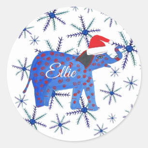 Santa Elephant Christmas Sticker