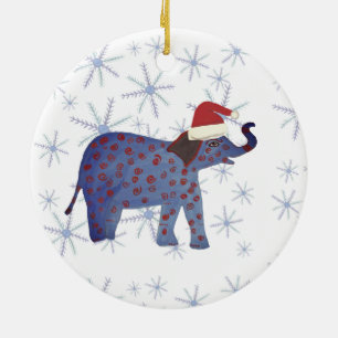 Santa Elephant Snowflakes Ornament