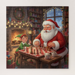 Santa & Elf Chess Game Christmas Jigsaw Puzzle