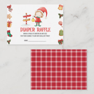 Santa Elf, Christmas Baby Shower Diaper Raffle Enclosure Card