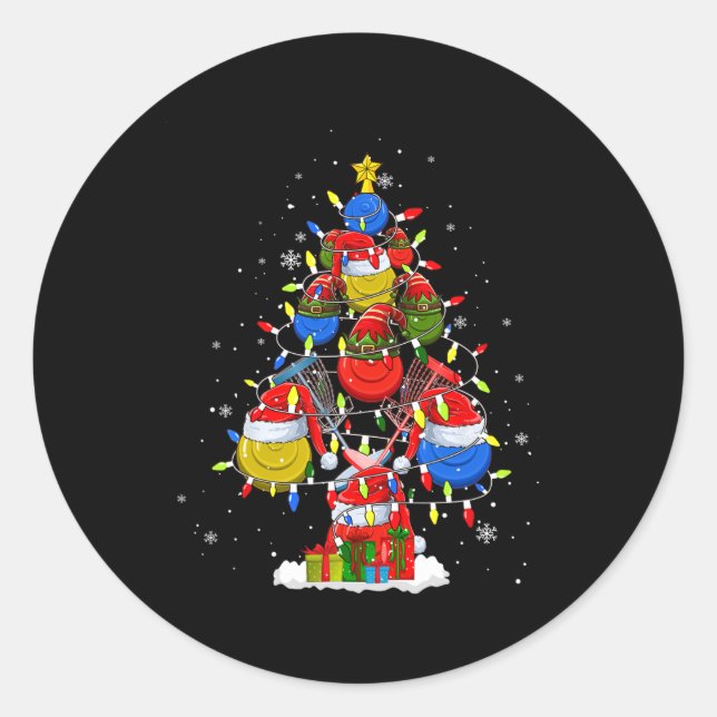Santa Elf Disc Golf Byll Tools Xmas Tree Men Playe Classic Round Sticker (Front)