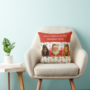 Santa & Elf Faces   North Pole Fun Christmas Door  Cushion