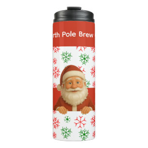 Santa & Elf Faces North Pole Fun Christmas Lamp Thermal Tumbler