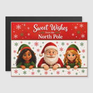 Santa & Elf Faces North Pole Fun Christmas Magne