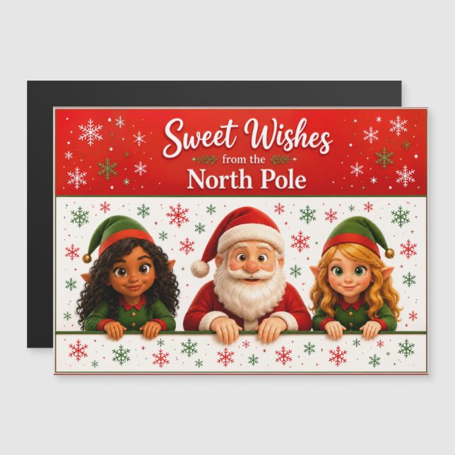 Santa & Elf Faces | North Pole Fun Christmas Magne (Front/Back)