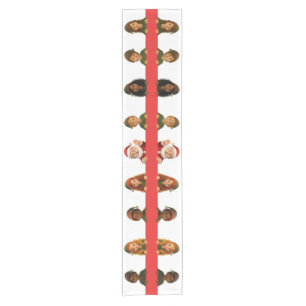 Santa & Elf Faces North Pole Fun Christmas Table Short Table Runner