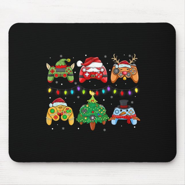 Santa Elf Gaming Controllers Snowman Boys Kids  Mouse Mat (Front)