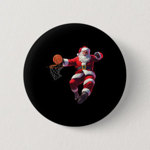 Santa elf playing basketball christmas pajama spor 6 cm round badge
