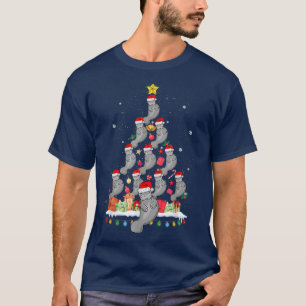 Santa ELF Reindeer Manatee Xmas Tree Xmas Light Ma T-Shirt