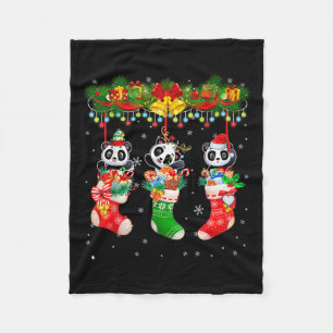 Santa Elf Reindeer Panda In Christmas Socks Xmas L Fleece Blanket