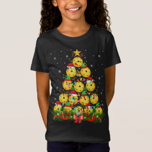 Santa Elf Reindeer Pickleball Christmas Tree Xmas T-Shirt