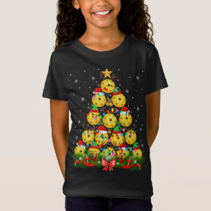 Santa Elf Reindeer Pickleball Christmas Tree Xmas T-Shirt