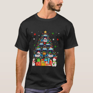Santa Elf Reindeer Police Cars As Xmas Tree Driver T-Shirt