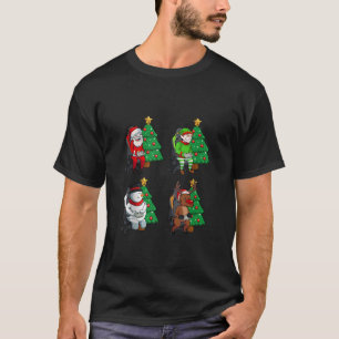 Santa Elf Reindeer Snowman Gamer Christmas Pajama  T-Shirt