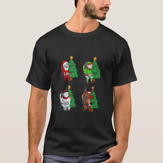 Santa Elf Reindeer Snowman Gamer Christmas Pajama  T-Shirt (Front)