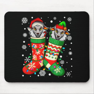 Santa Elf Sheep Animal In Christmas Socks Men Wome Mouse Mat