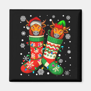 Santa Elf Yak Animal In Christmas Socks Men Women Magnet
