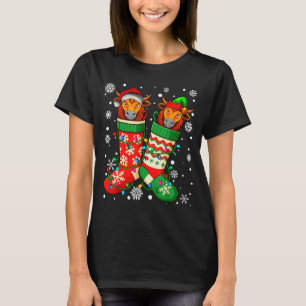 Santa Elf Yak Animal In Christmas Socks Men Women T-Shirt