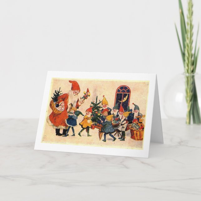 Santa - elfs - France 1900s #X011 Holiday Card (Front)