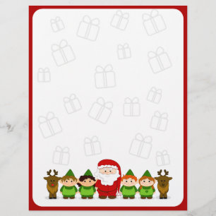 Santa, Elves and Reindeer Christmas Letter Paper