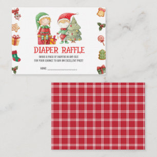 Santa Elves, Christmas Twins Shower Diaper Raffle Enclosure Card