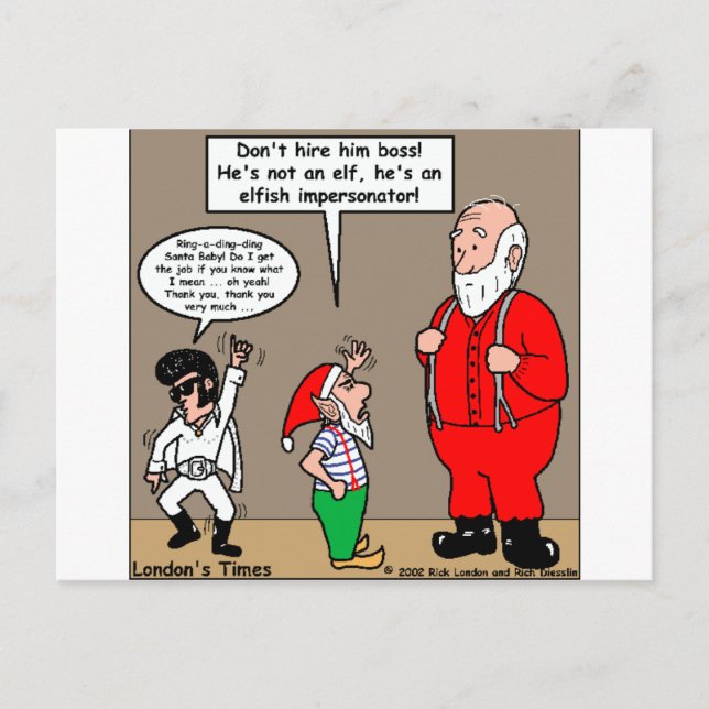 Santa & Elves Impersonator Funny Gifts & Tees Holiday Postcard (Front)
