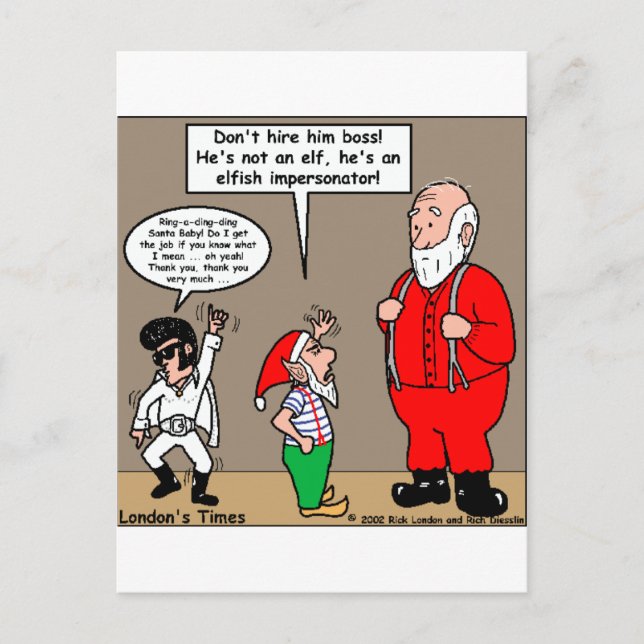 Santa & Elves Impersonator Funny Gifts & Tees Holiday Postcard (Front)