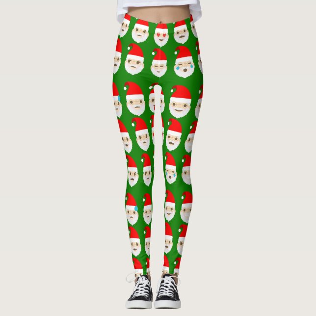santa emoji emoticons leggings (Front)