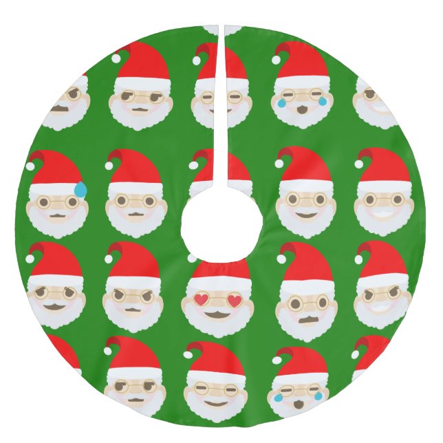 santa emoji emoticons tree skirt (Front)