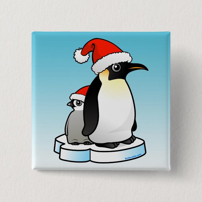Santa Emperor Penguin 15 Cm Square Badge (Front)