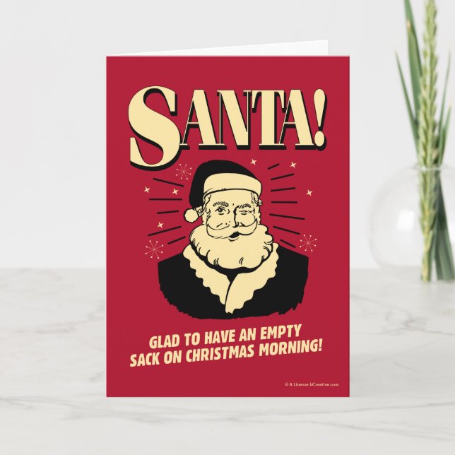 Santa: Empty Sack On Christmas Morning Holiday Card (Front)