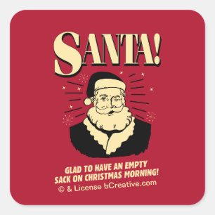 Santa: Empty Sack On Christmas Morning Square Sticker