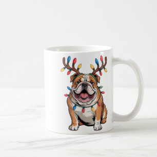 Santa English Bulldog Reindeer Light Christmas  Coffee Mug