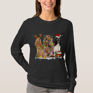 Santa English Cocker Spaniel Dog Reindeer Christma T-Shirt
