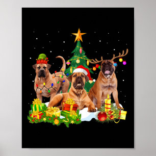 Santa English Mastiff Dog Gorgeousr Reindeer Chris Poster