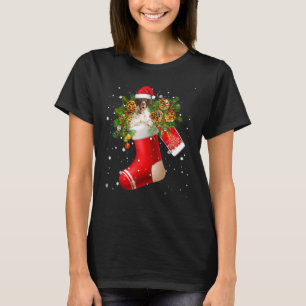 Santa English Pointer In Christmas Sock Pajama T-Shirt