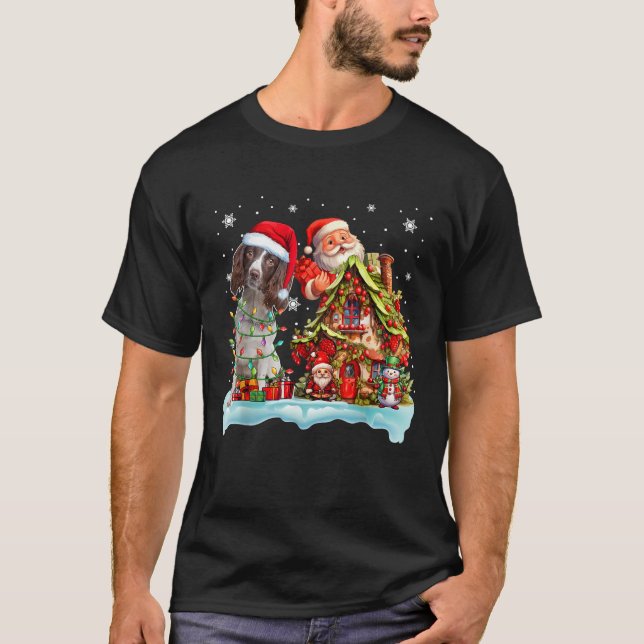 Santa English Springer Spaniel Funny Santa Gnome S T-Shirt (Front)