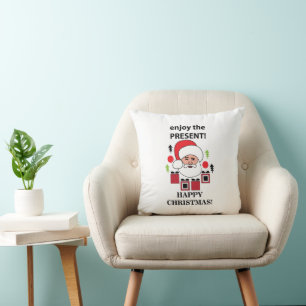 Santa Enjoy The Present Happy Christmas Santa  Cushion
