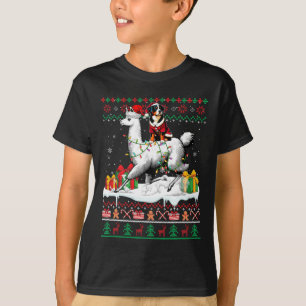 Santa Entlebucher Mountain Riding Llama Christmas T-Shirt