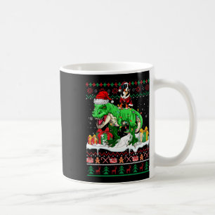 Santa Entlebucher Mountain Riding T-rex Christmas  Coffee Mug