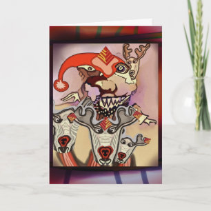 Santa escapes stress therapy holiday card