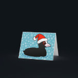 Santa Eurasian Coot Holiday Card<br><div class="desc">Our cute cartoon Birdorable Eurasian Coot is ready to swim in the holiday season! Coot wears a cute fluffy red and white Santa Claus hat for the season. Celebrate the holidays with this darling original design! You can customise this gift. Move the coot around, change the background colour or style,...</div>