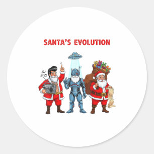 Santa Evolution Robot Clic Future Funny Christmas Classic Round Sticker