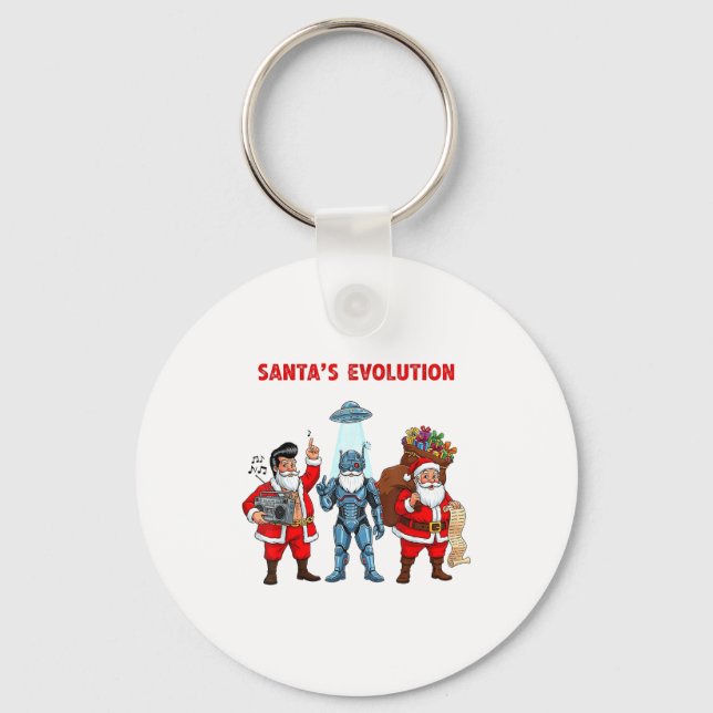 Santa Evolution Robot Clic Future Funny Christmas  Key Ring (Front)