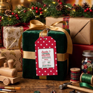Santa Express Delivery Christmas Dotted Red Gift Tags