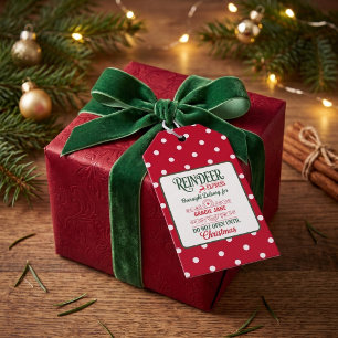 Santa express delivery Christmas Dotted Red Gift Tags