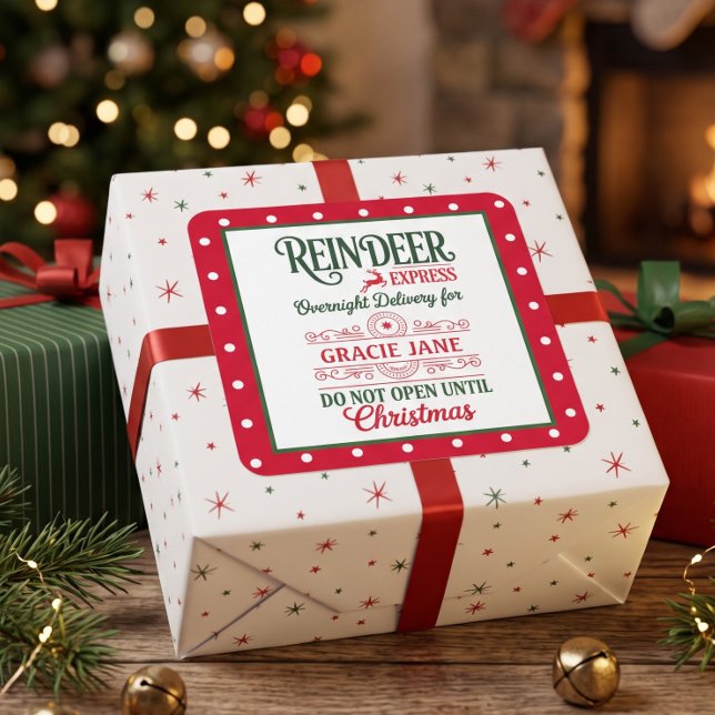 Santa express delivery dotted square sticker (Creator Uploaded)