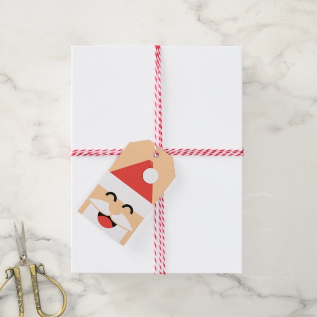 Santa Face Christmas  Gift Tags (With Twine)